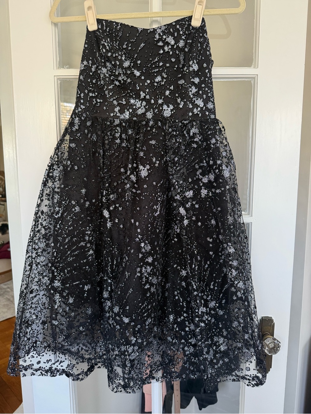Dainty Hooligan Black Strapless Glitter Splatter Midi Dress